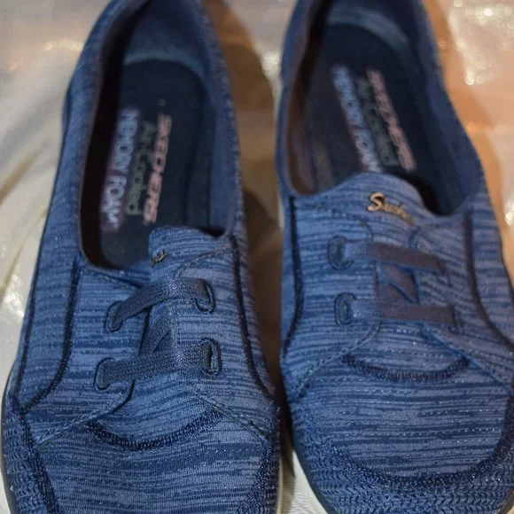 Skechers "No Tie" Air Cooled Memory Foam Sneakers, Blue, Size 8 - Picture 2 of 10